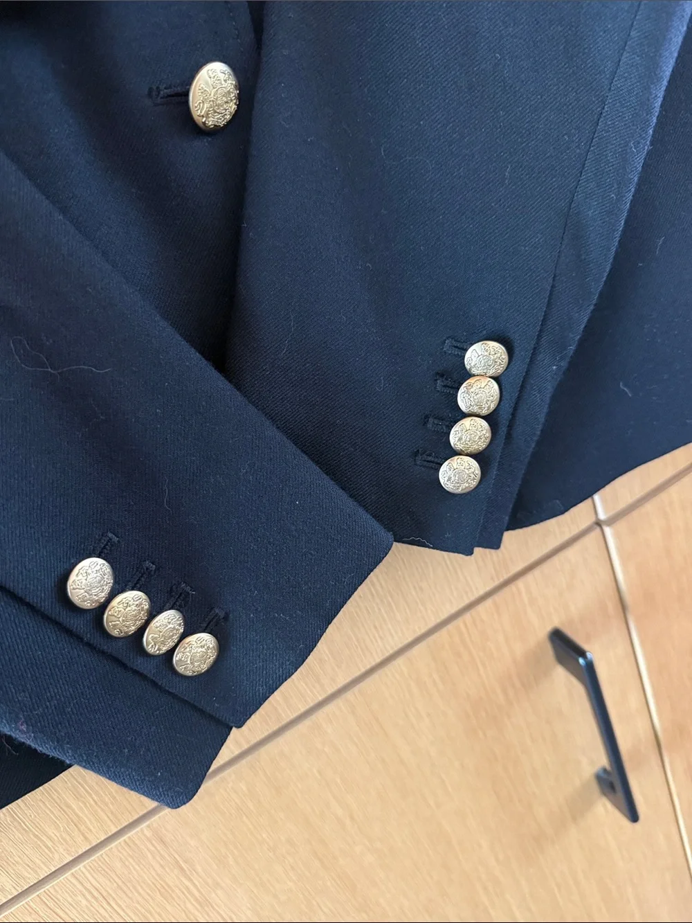 J. Crew Schoolboy Black Wool Blazer Jacket Gold Buttons Size 8